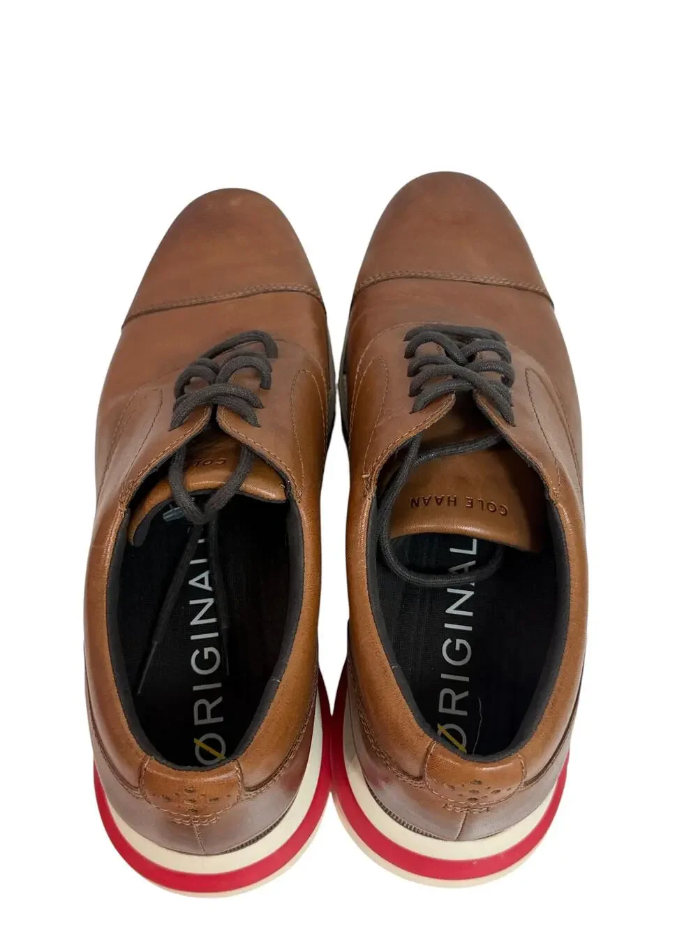 Cole Haan OriginalGrand Shoes Mens Size 9 Brown Leather Derby Dress Cap Toe